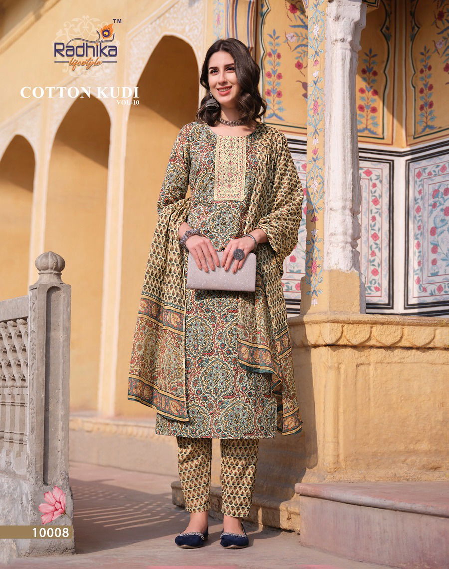 Cotton Kudi Vol 10 By Radhika Cotton Kurti With Bottom Dupatta Wholesale Shop In Surat
